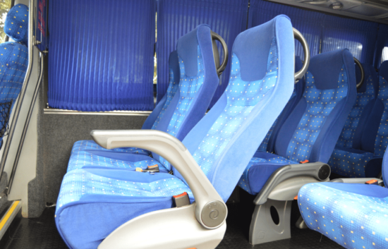 Blue Reclining Seats in Luxury Minivan Coach