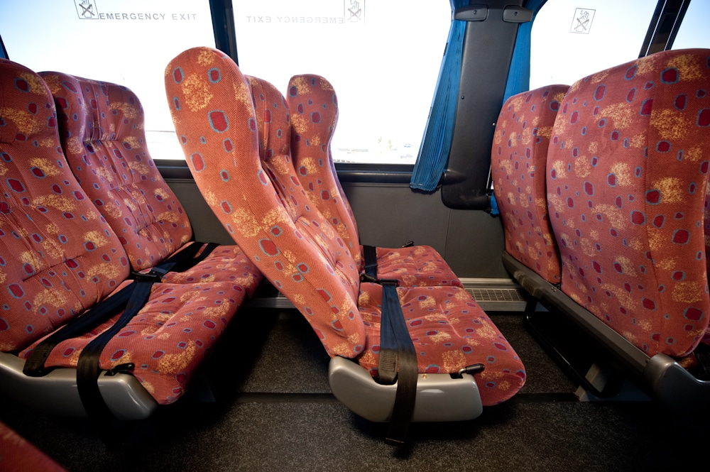 Maroon Luxurious Reclining Seats in 70 Seater Coach
